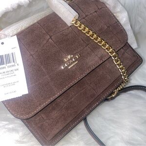 Coach Mini Klare Crossbody Bag in Suede Maple color New